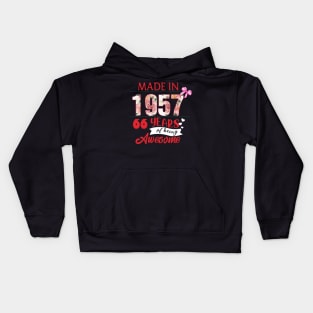 Flower Made In 1957 66 Years Of Being Awesome Kids Hoodie